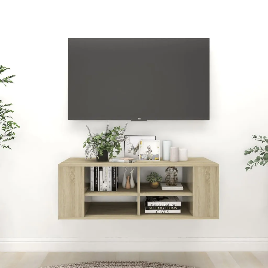 vidaXL Mobile TV da Parete Rovere Sonoma 102x35x35cm Legno Multistrato