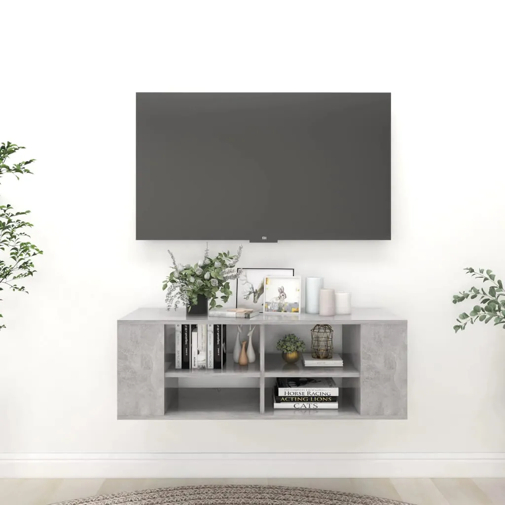 vidaXL Mobile TV Parete Grigio Cemento 102x35x35 cm Legno Multistrato