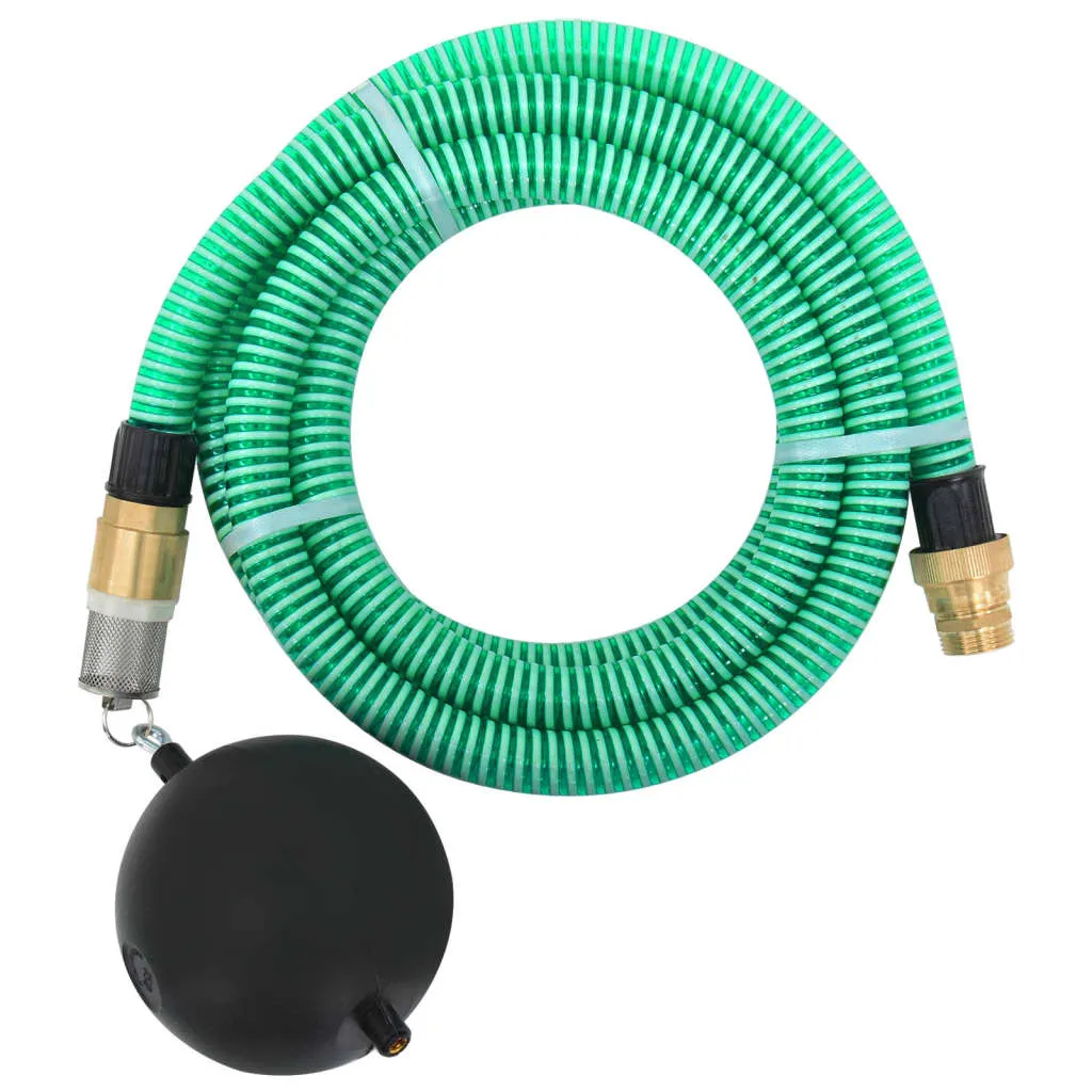 vidaXL Tubo di Aspirazione con Raccordi in Ottone Verde 1,1" 7 m PVC