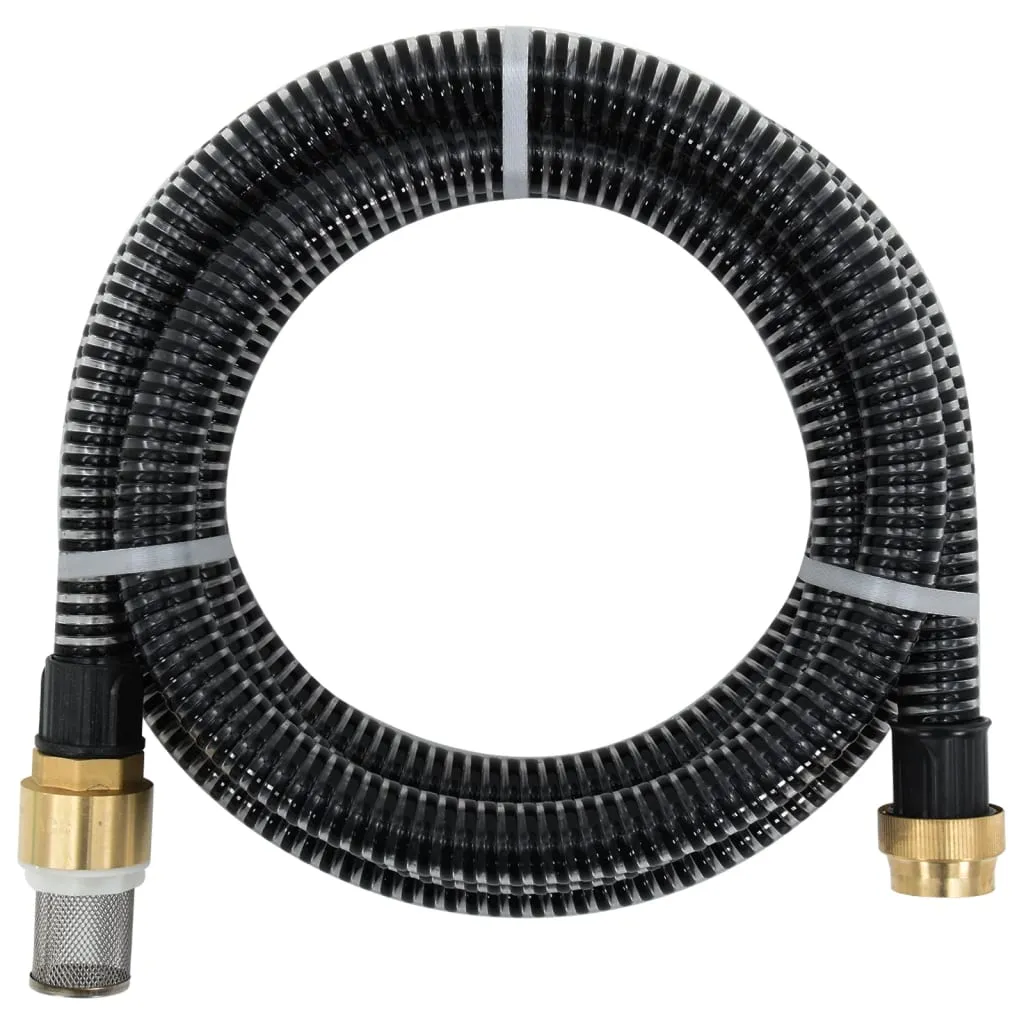 vidaXL Tubo di Aspirazione con Raccordi in Ottone Nero 1,1" 20 m PVC