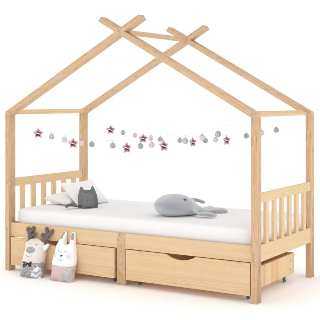 vidaXL Giroletto per Bambini con Cassetti in Pino Massello 90x200 cm