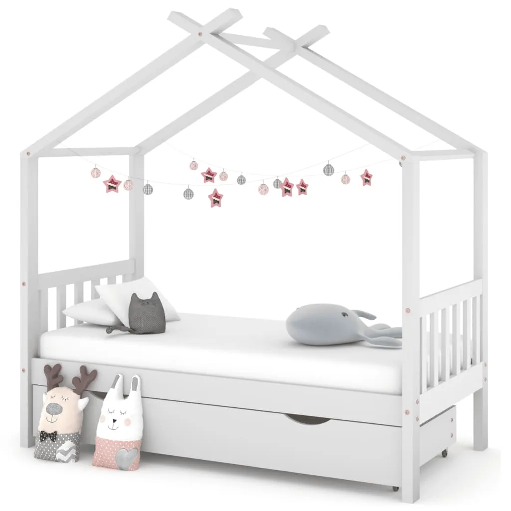 vidaXL Giroletto Bambini con Cassetto Bianco Pino Massello 80x160 cm