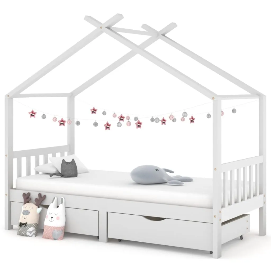 vidaXL Giroletto Bambini Bianco con Cassetti Massello di Pino 90x200cm