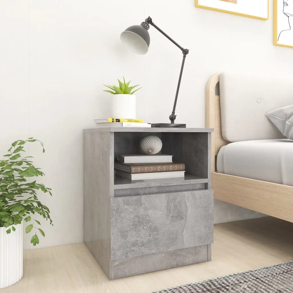 vidaXL Comodini 2 pz Grigio Cemento 40x40x50 cm in Legno Multistrato