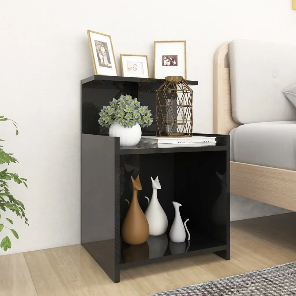 vidaXL Comodini 2pz Nero Lucido 40x35x60 cm in Legno Multistrato