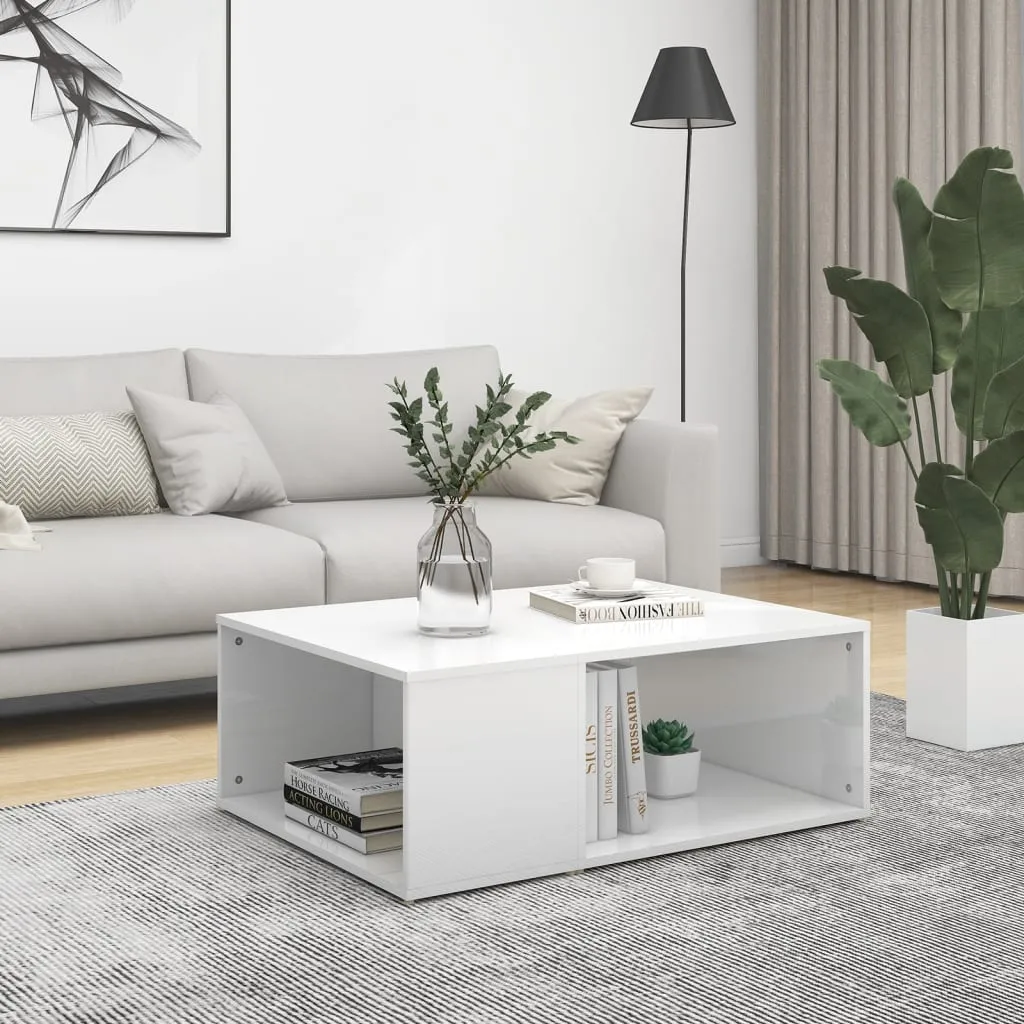 vidaXL Tavolino da Salotto Bianco Lucido 90x67x33 cm in Truciolato