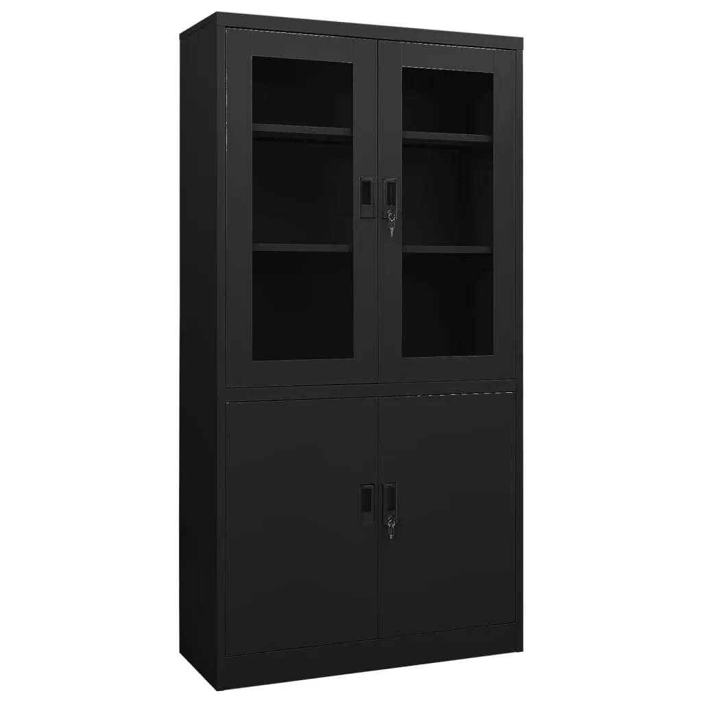 vidaXL Armadio per Ufficio Nero 90x40x180 cm in Acciaio