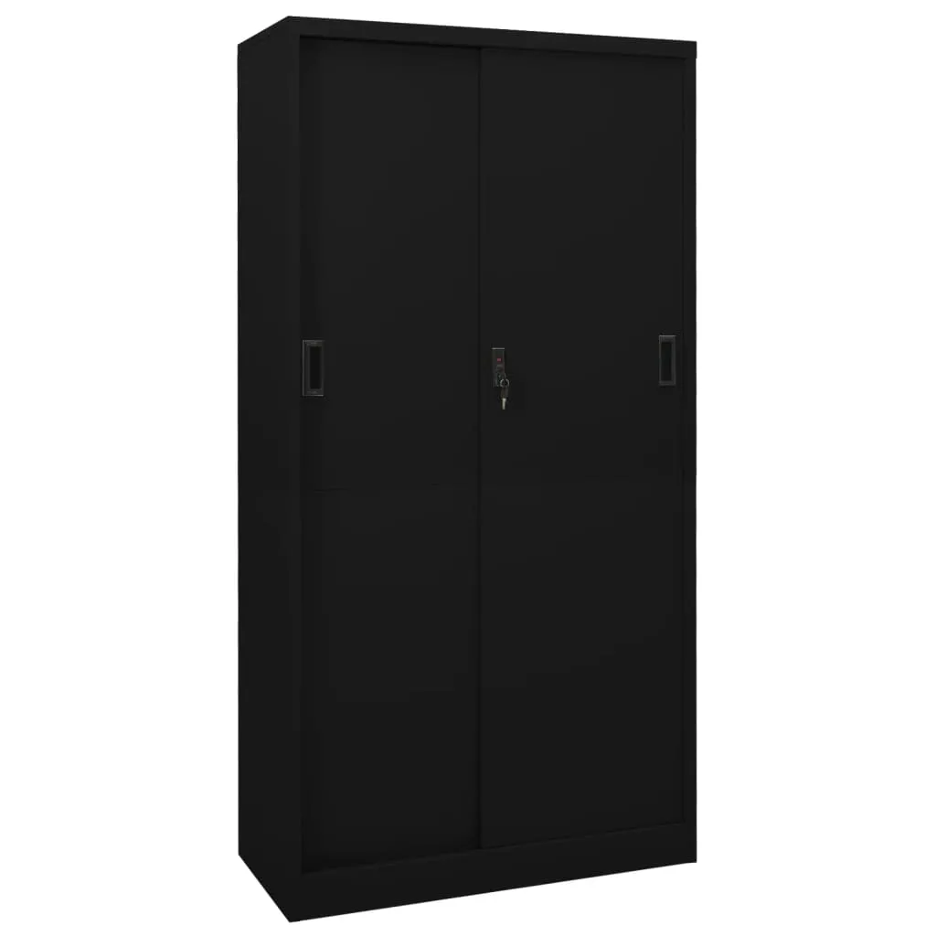 vidaXL Armadio per Ufficio Anta Scorrevole Nero 90x40x180 cm Acciaio