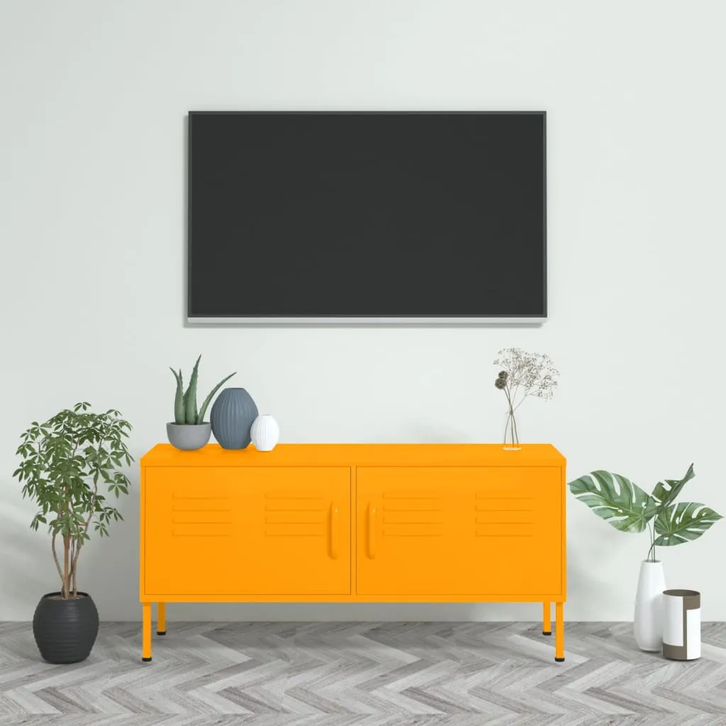 vidaXL Mobile TV Giallo Senape 105x35x50 cm in Acciaio