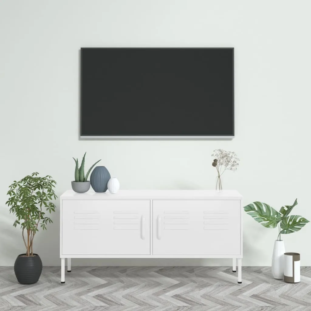 vidaXL Mobile TV Bianco 105x35x50 cm in Acciaio