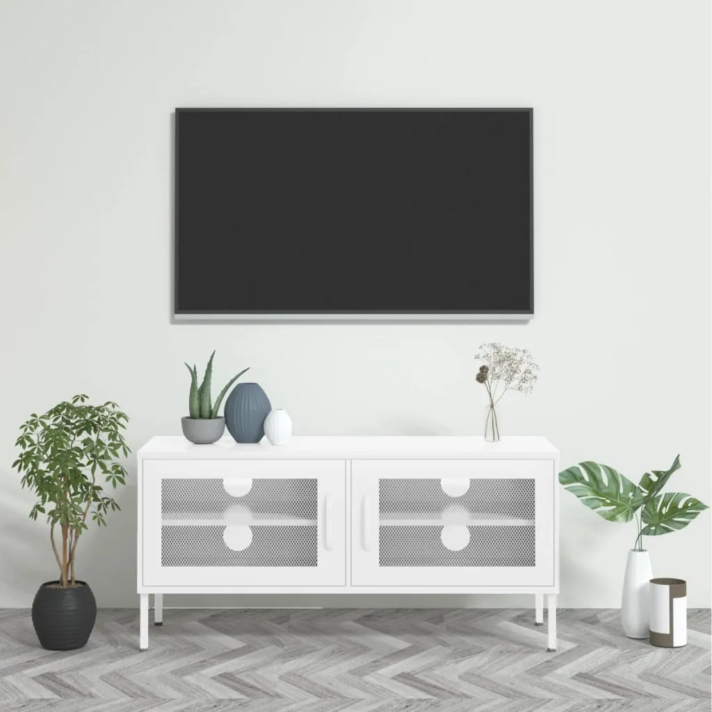 vidaXL Mobile TV Bianco 105x35x50 cm in Acciaio