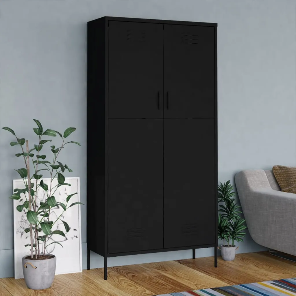 vidaXL Armadio Nero 90x50x180 cm in Acciaio