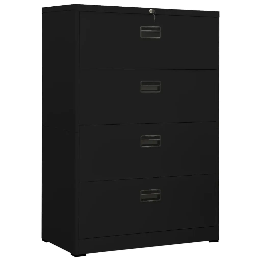 vidaXL Armadio Classificatore Nero 90x46x164 cm in Acciaio