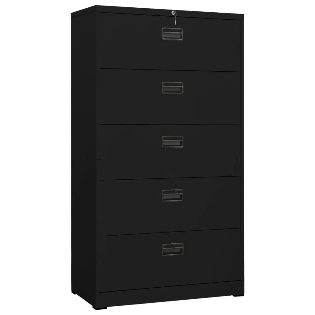 vidaXL Armadio Classificatore Nero 90x46x164 cm in Acciaio