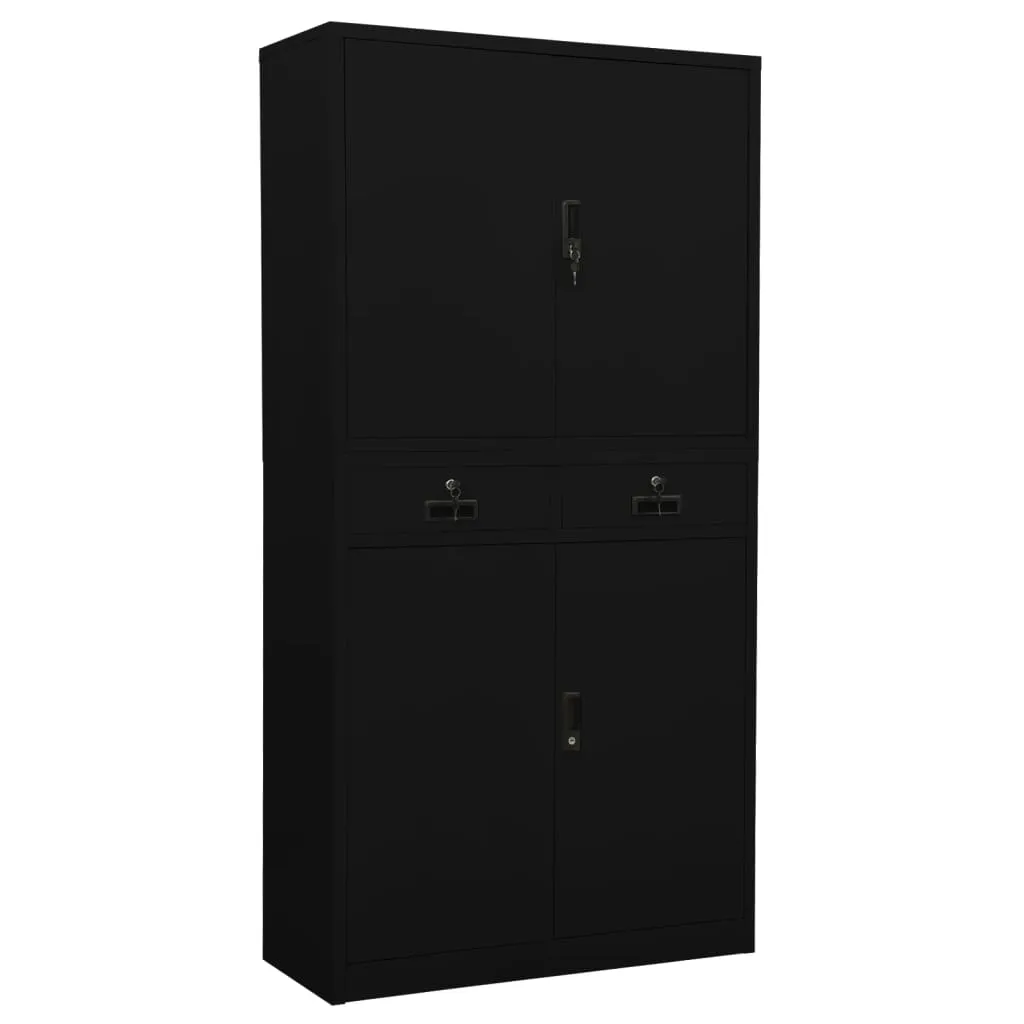 vidaXL Armadio per Ufficio Nero 90x40x180 cm in Acciaio