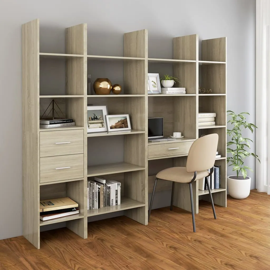 vidaXL Mobile Libreria 4 pz Rovere Sonoma in Truciolato