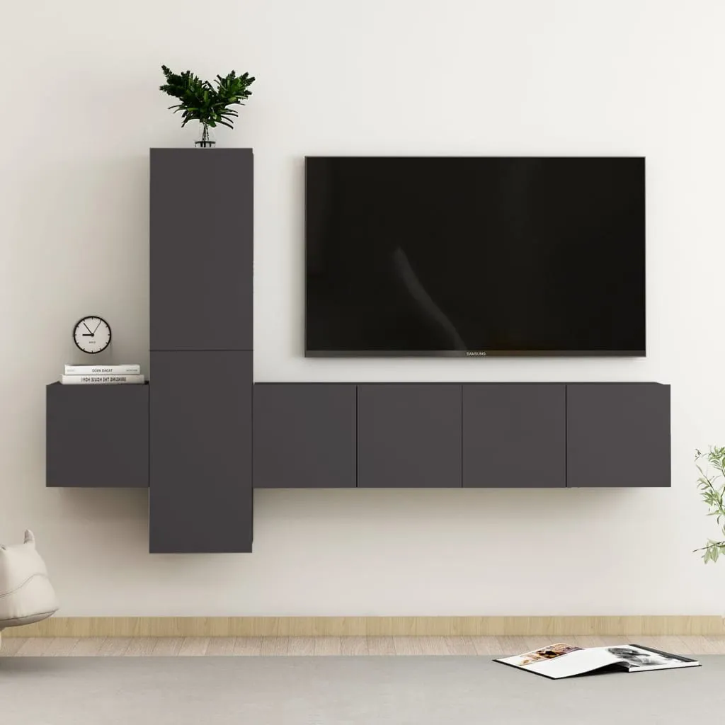 vidaXL Set Mobili TV 5 pz Grigio in Truciolato