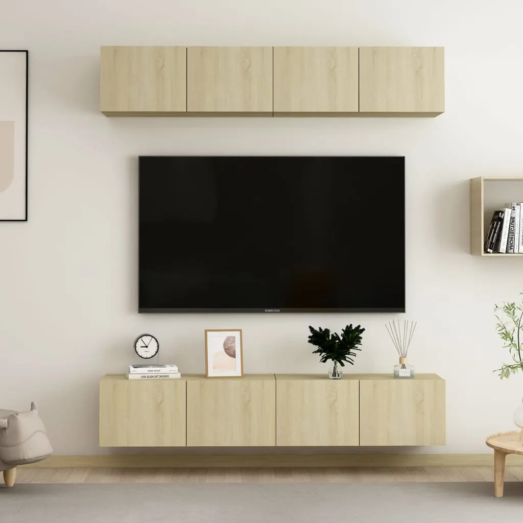 vidaXL Mobili TV 4 pz Rovere Sonoma 80x30x30 cm in Truciolato