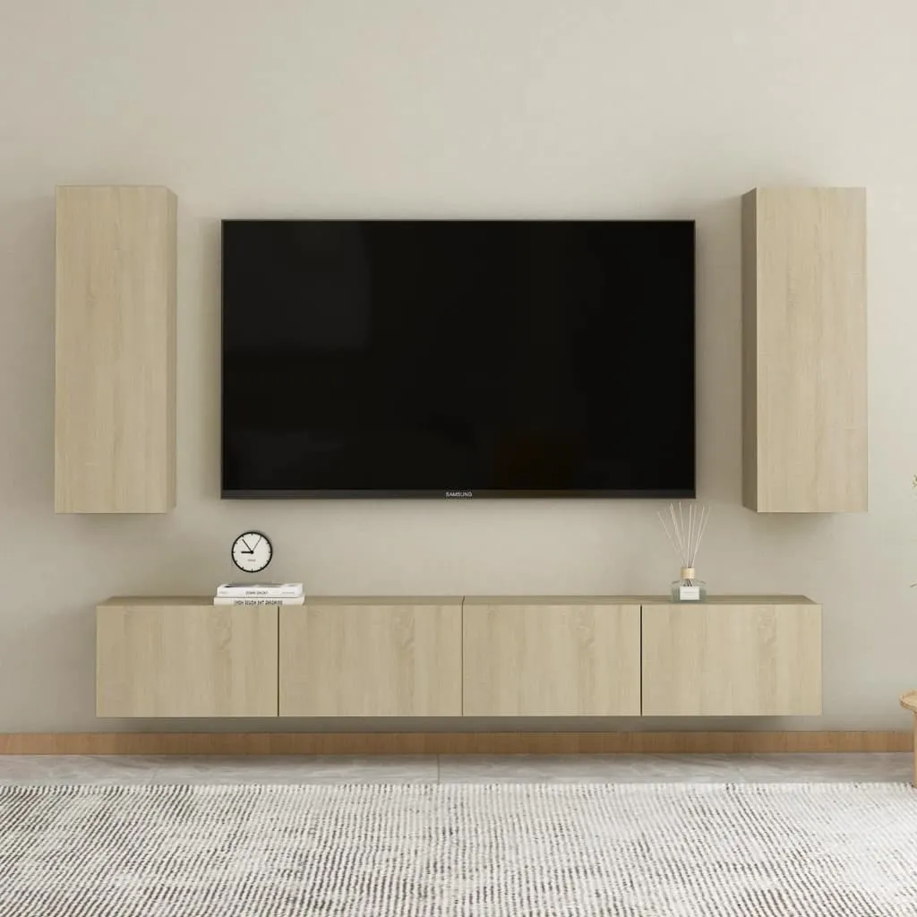 vidaXL Set Porta TV 4 pz Rovere Sonoma in Truciolato