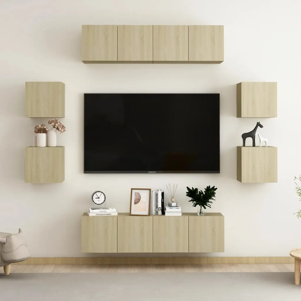 vidaXL Set Porta TV 8 pz Rovere Sonoma in Truciolato