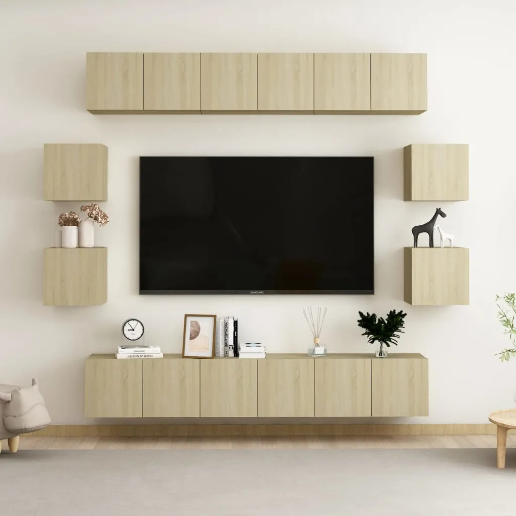 vidaXL Set Porta TV 10 pz Rovere Sonoma in Truciolato