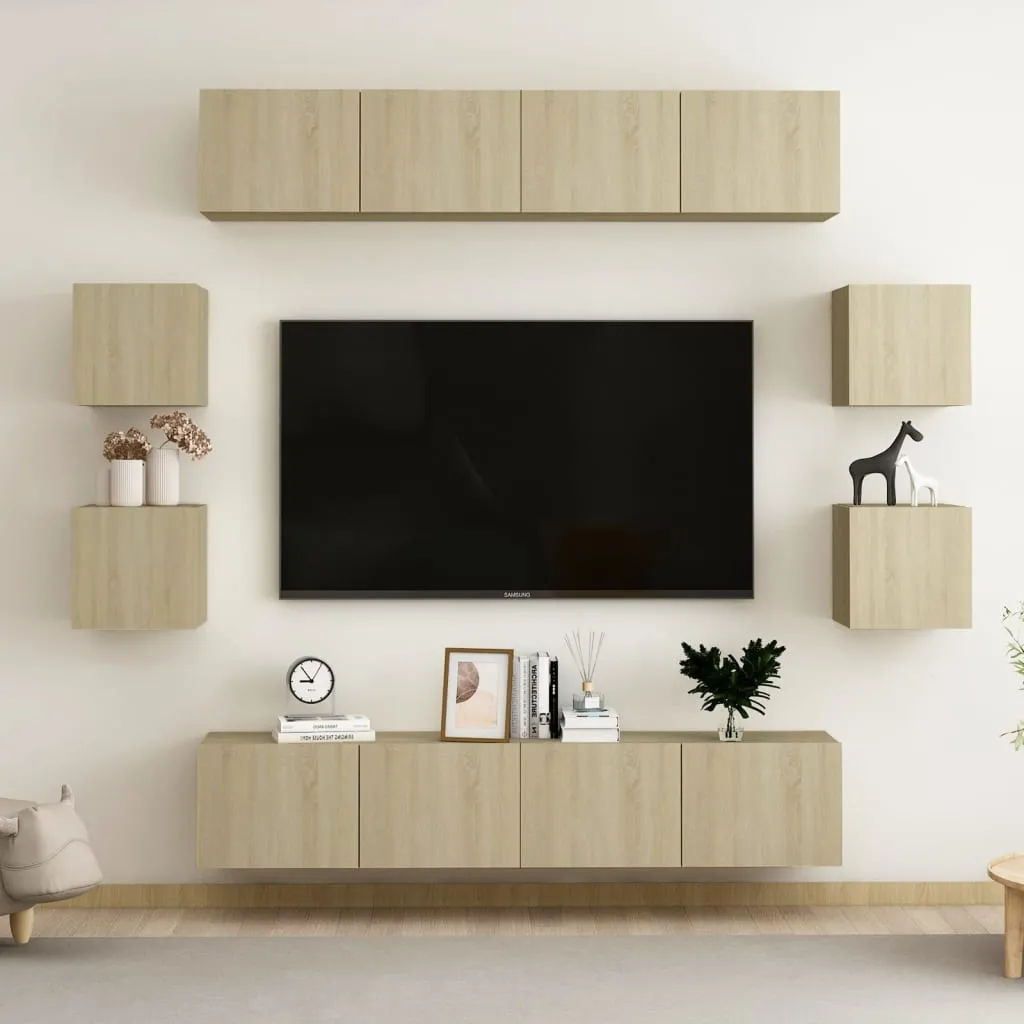 vidaXL Set Porta TV 8 pz Rovere Sonoma in Truciolato