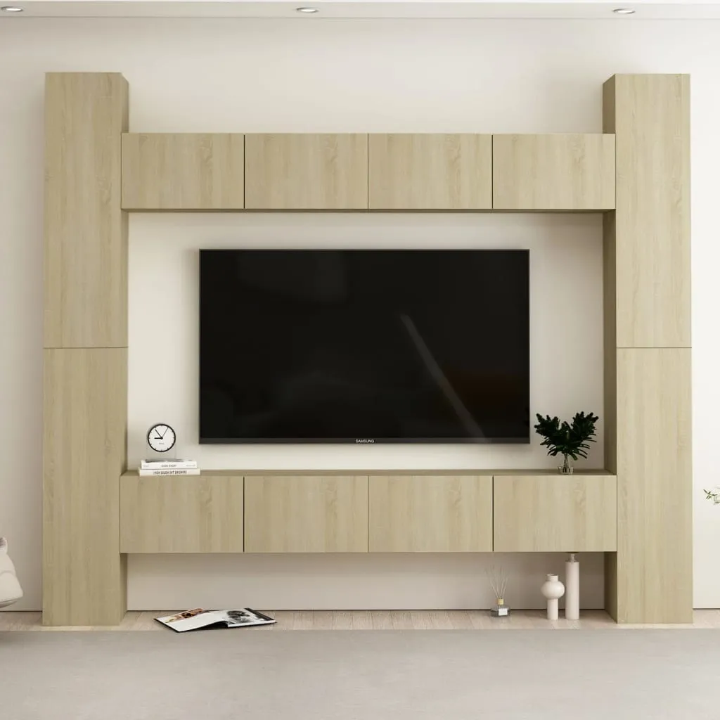 vidaXL Set Porta TV 8 pz Rovere Sonoma in Truciolato