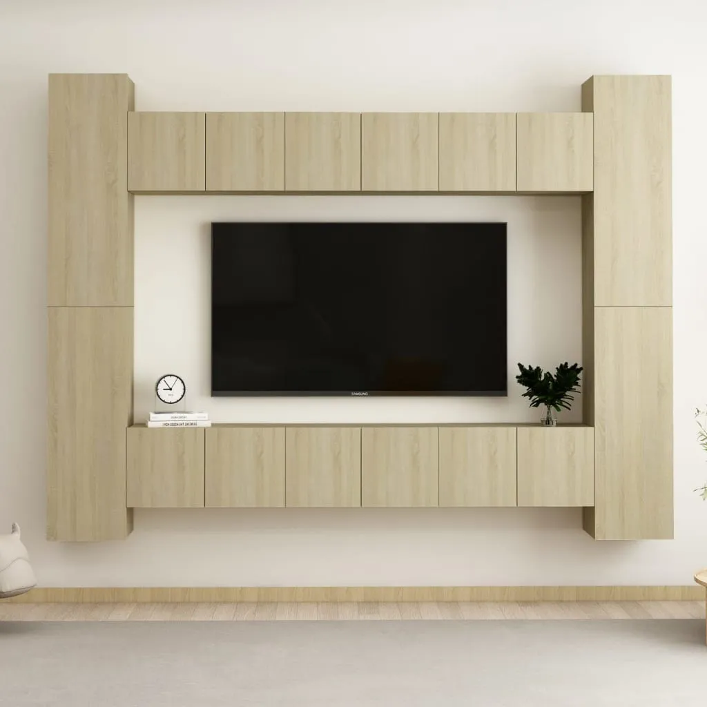 vidaXL Set Porta TV 10 pz Rovere Sonoma in Truciolato