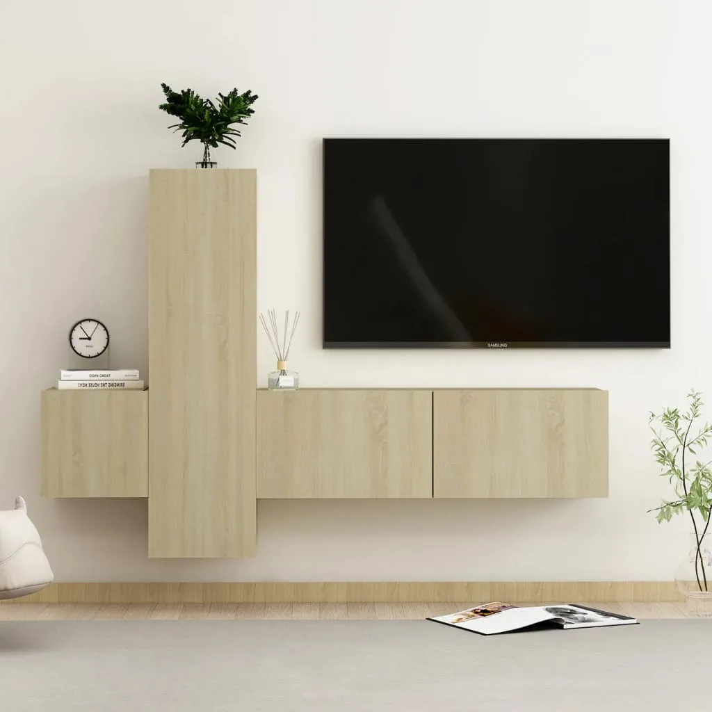 vidaXL Set Porta TV 3 pz Rovere Sonoma in Truciolato