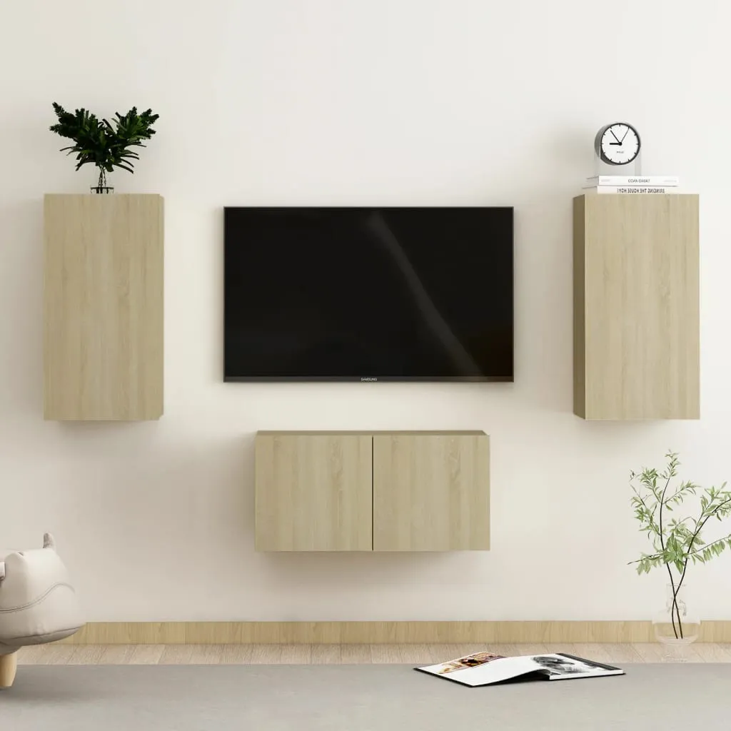 vidaXL Set Mobili TV 3 pz Rovere Sonoma in Truciolato