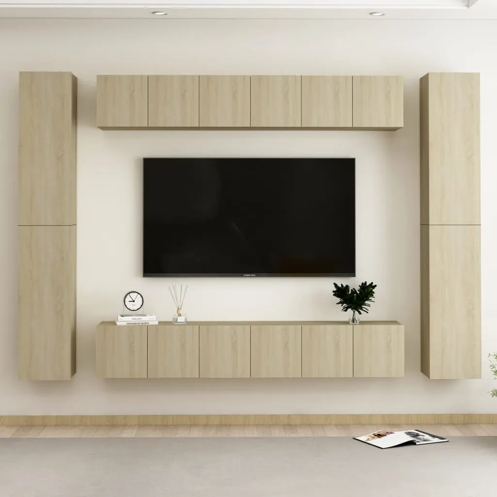 vidaXL Set Porta TV 10 pz Rovere Sonoma in Truciolato