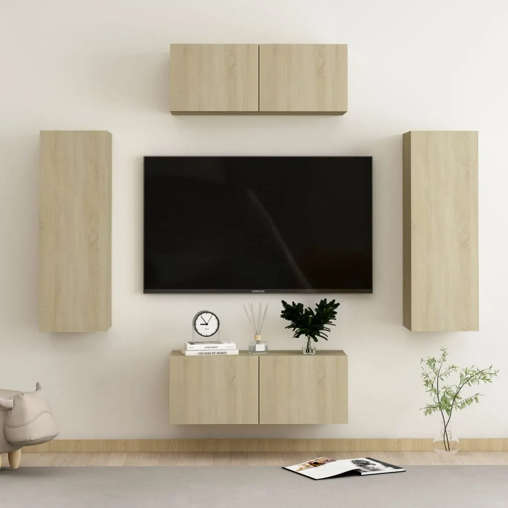 vidaXL Set Porta TV 4 pz Rovere Sonoma in Truciolato