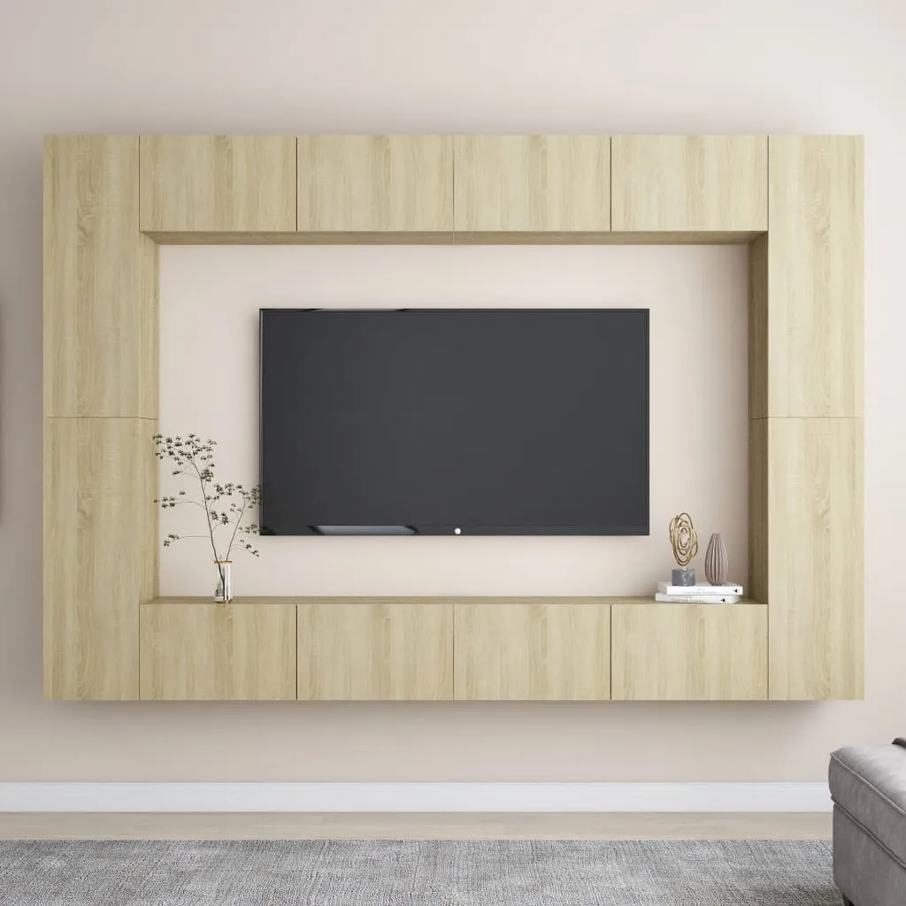 vidaXL Set Porta TV 8 pz Rovere Sonoma in Truciolato