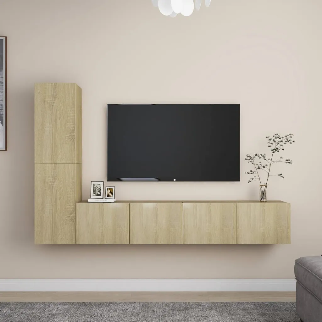 vidaXL Set Porta TV 4 pz Rovere Sonoma in Truciolato