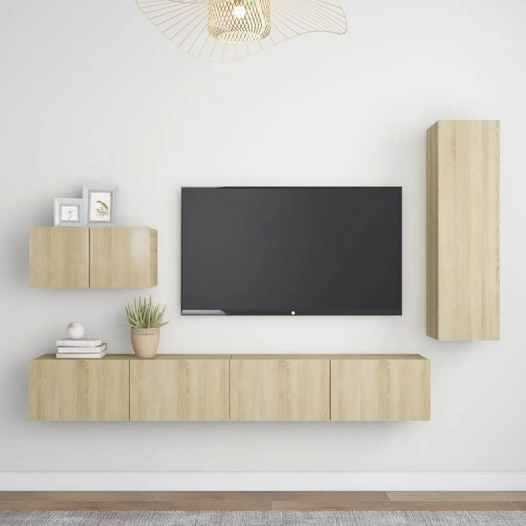 vidaXL Set Porta TV 4 pz Rovere Sonoma in Truciolato