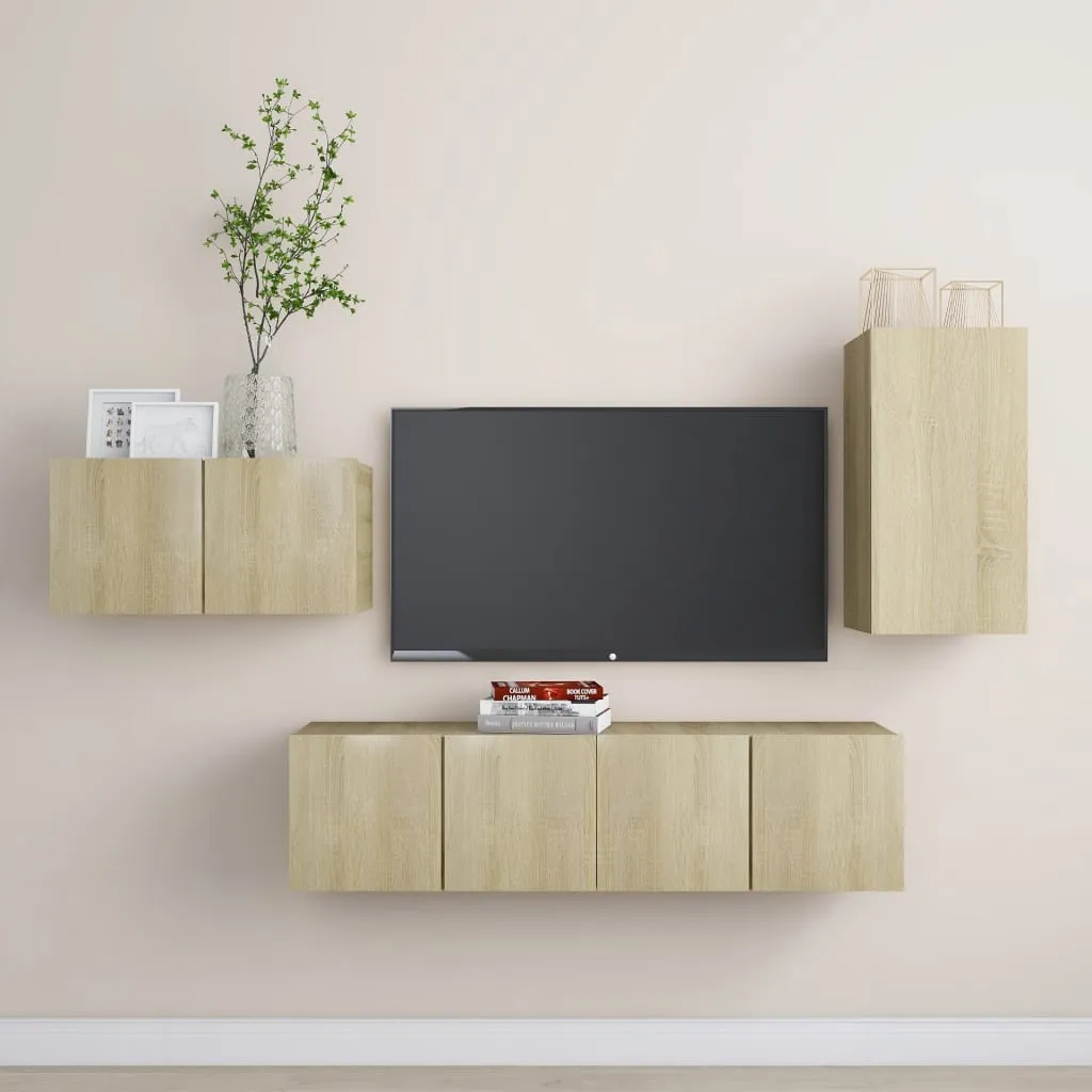 vidaXL Set Porta TV 4 pz Rovere Sonoma in Truciolato