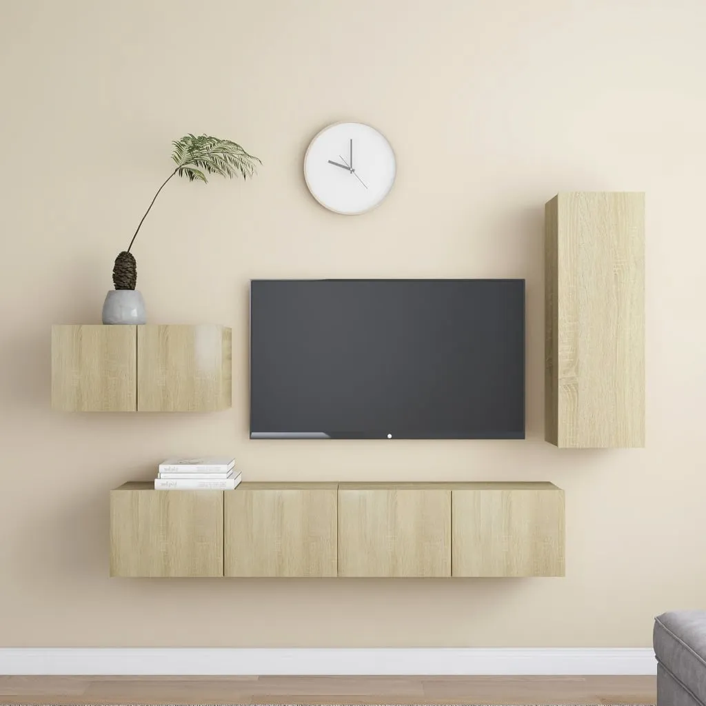 vidaXL Set Porta TV 4 pz Rovere Sonoma in Truciolato