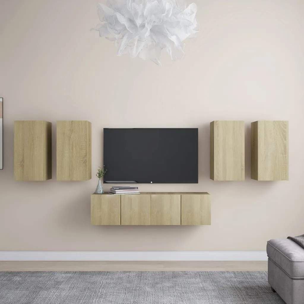 vidaXL Set Porta TV 6 pz Rovere Sonoma in Truciolato