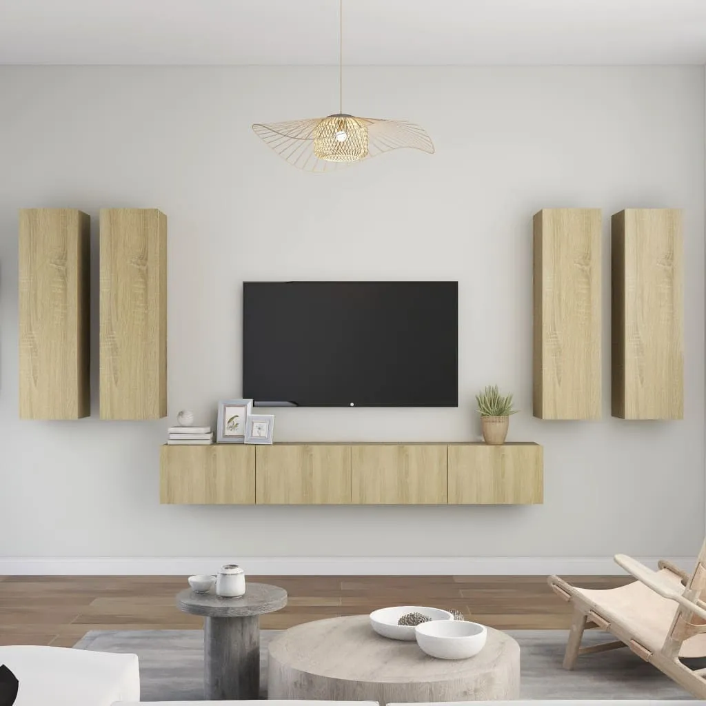 vidaXL Set Porta TV 6 pz Rovere Sonoma in Truciolato