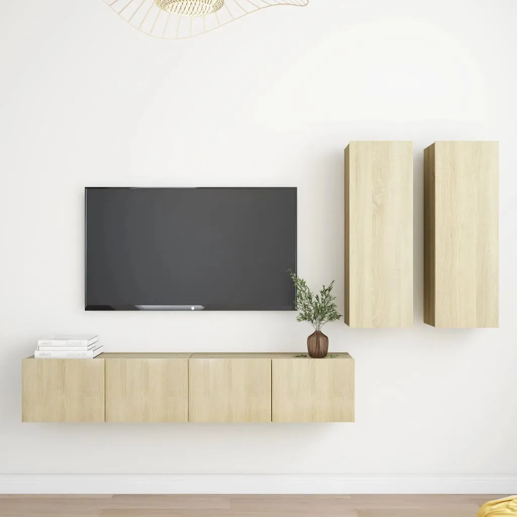 vidaXL Set Porta TV 4 pz Rovere Sonoma in Truciolato