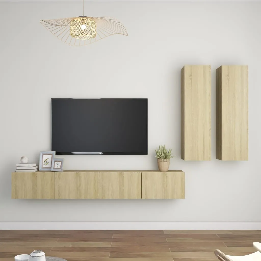 vidaXL Set Porta TV 4 pz Rovere Sonoma in Truciolato