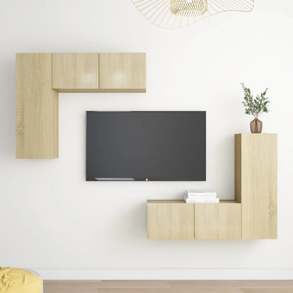 vidaXL Set Porta TV 4 pz Rovere Sonoma in Truciolato