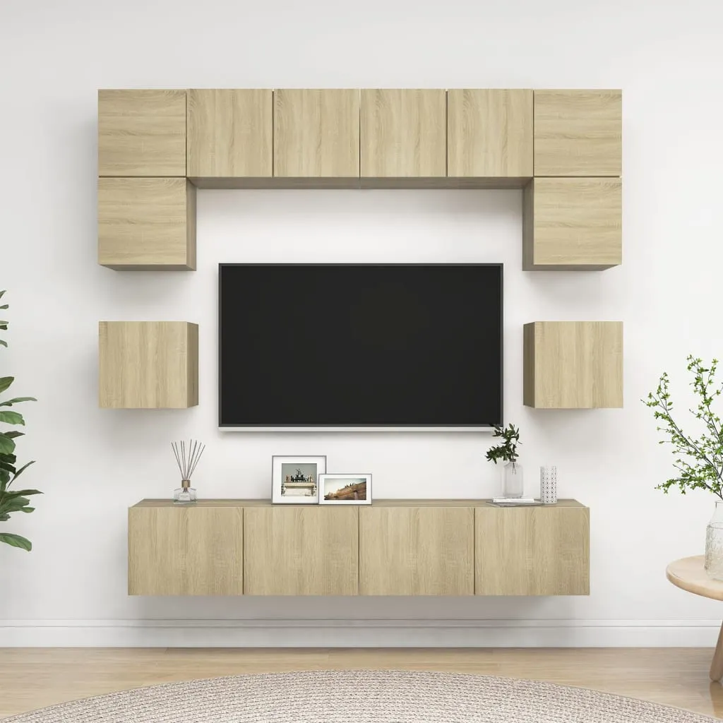 vidaXL Set Porta TV 8 pz Rovere Sonoma in Truciolato