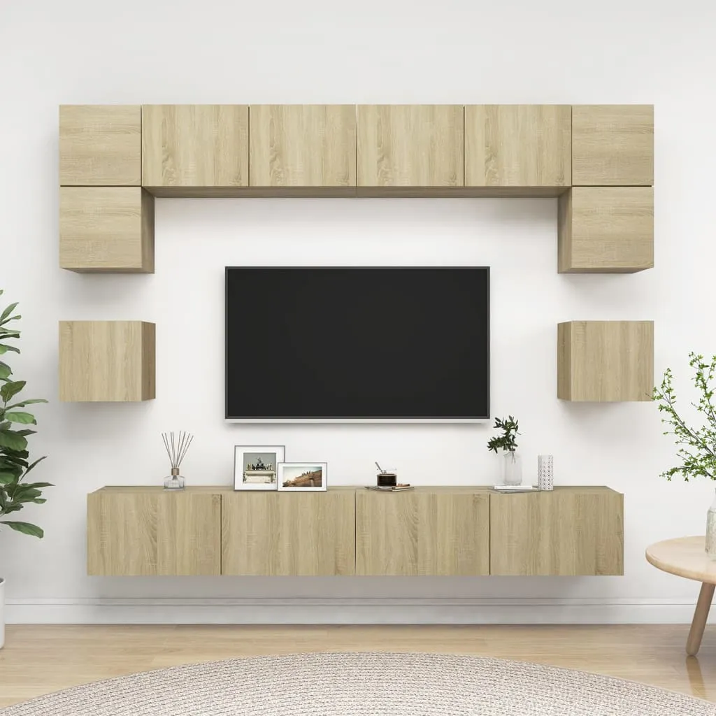 vidaXL Set Porta TV 8 pz Rovere Sonoma in Truciolato