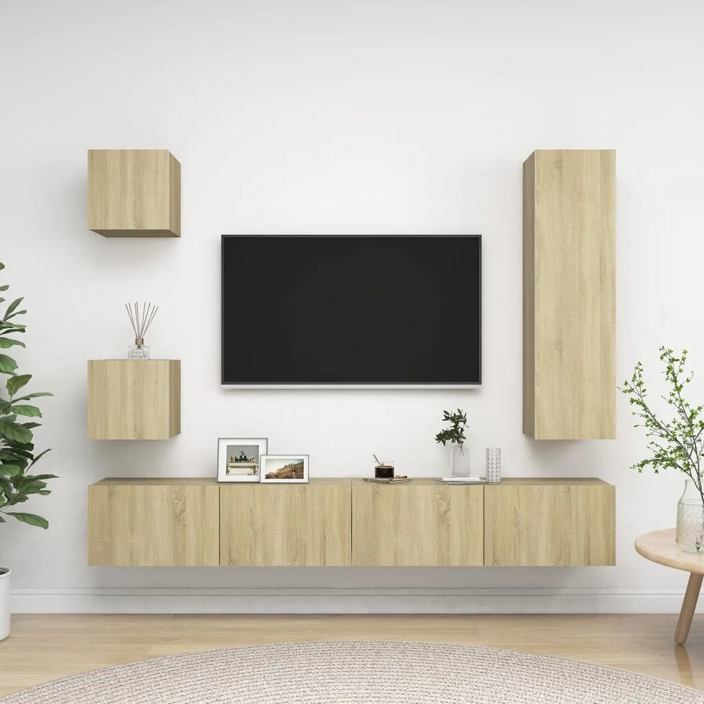 vidaXL Set Porta TV 5 pz Rovere Sonoma in Truciolato