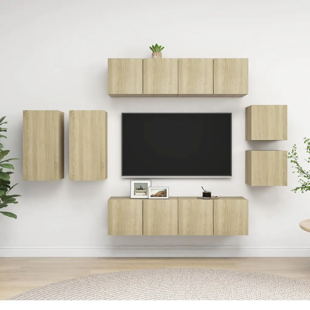 vidaXL Set Porta TV 8 pz Rovere Sonoma in Truciolato