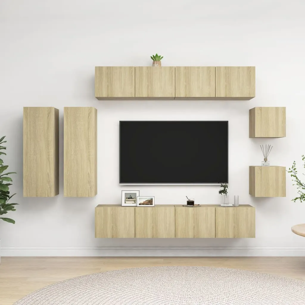 vidaXL Set Mobili TV 8 pz Rovere Sonoma in Truciolato