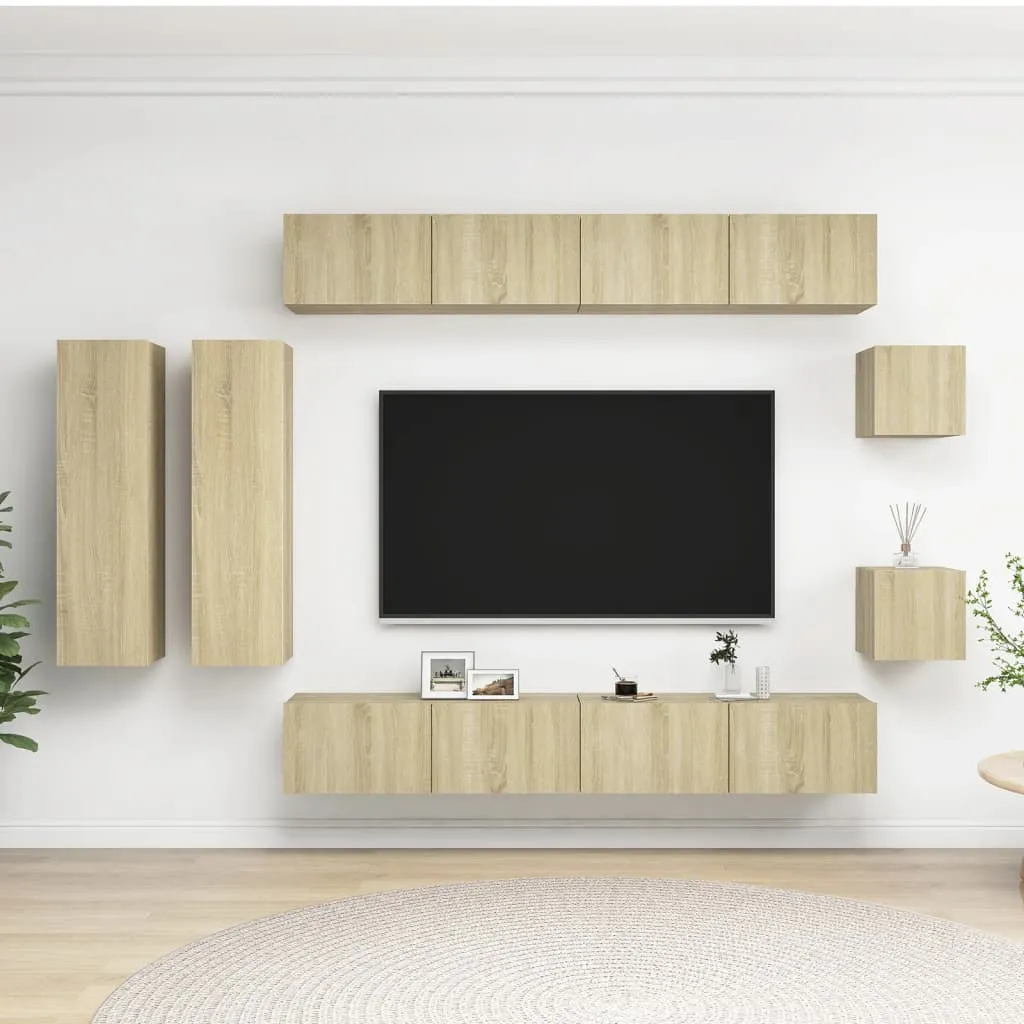 vidaXL Set Mobili TV 8 pz Rovere Sonoma in Truciolato