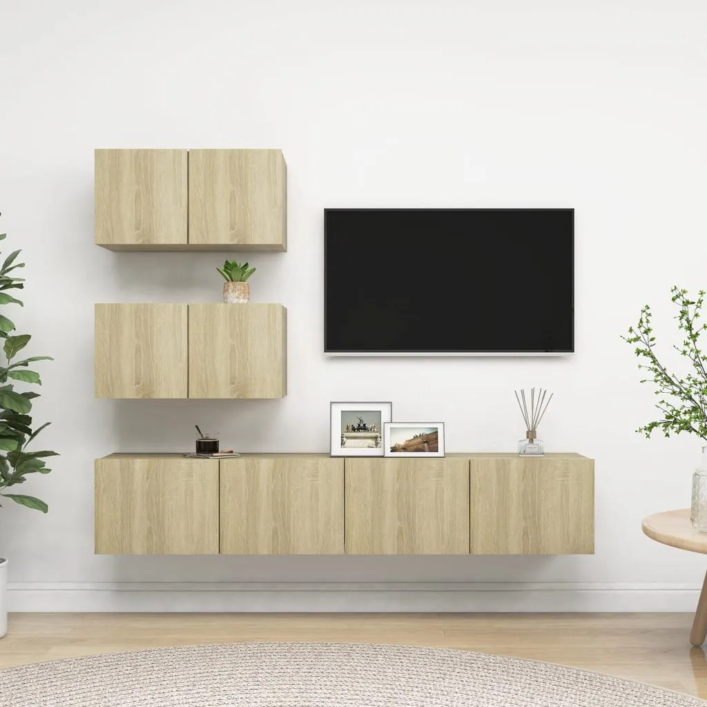 vidaXL Set Mobili TV 4 pz Rovere Sonoma in Truciolato