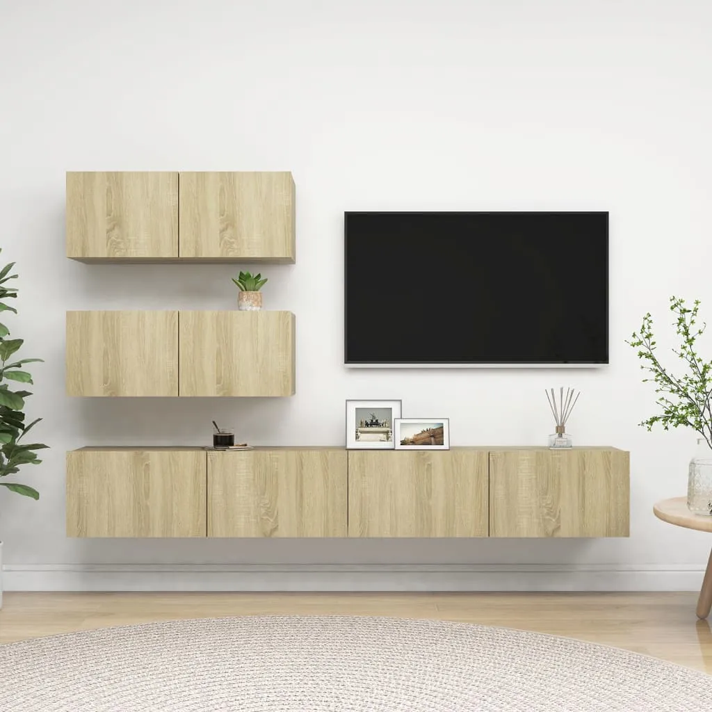 vidaXL Set Porta TV 4 pz Rovere Sonoma in Truciolato